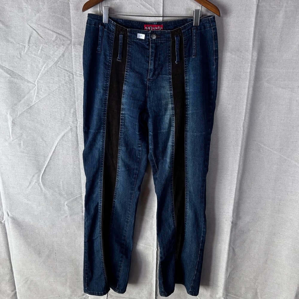 Vintage Y2K Solo Jeans Womens 12 Denim Brown Corduroy Panel Straight‎ High rise